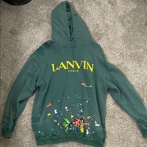 Lanvin Gallery Dept. Teal Hoodie with Artistic Print